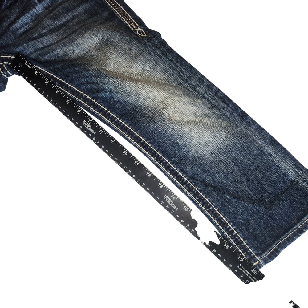 ROCK REVIVAL Noelle Capri Jeans Womens 25 Dark Blue Denim Embellished Rhinestone - Picture 10 of 15